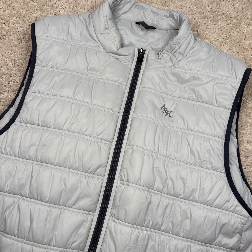 Straight Down A&K Puffer Vest Mens XL Gray Quilted Full Zip Sleeveless Jacket